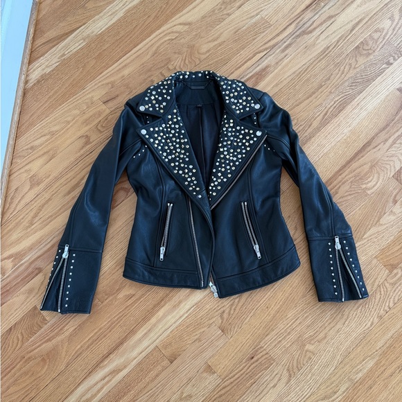 Rachel Zoe Jackets & Blazers - Rachel Zoe Black Leather Studded jacket size 6